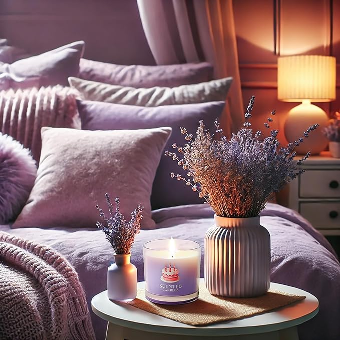 Birthday Candles, Scented Candles Gift Set for Stress Relief, 3 Votive Candles for Women and Men, Birthday Candle Gifts for Women (Pink + Purple + White, 7 oz)