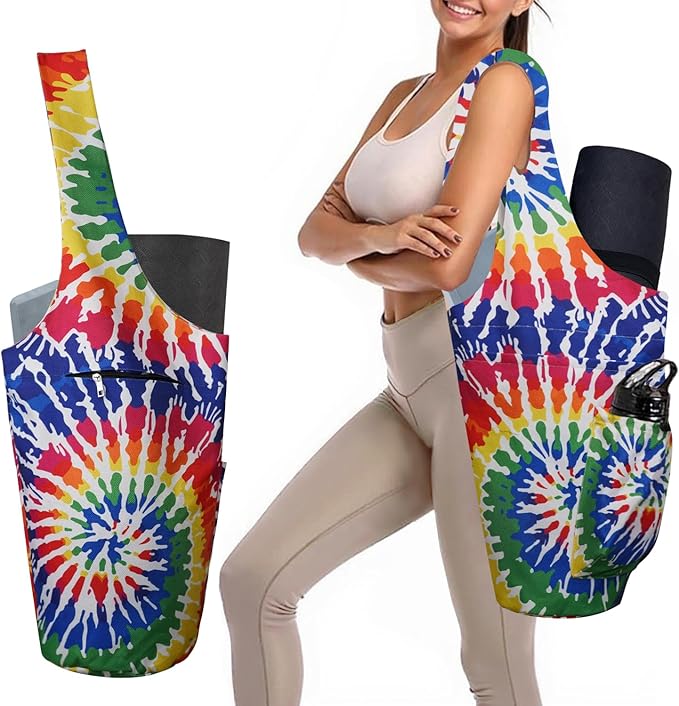 saniwu Yoga Mat Bag Carrier for Women Workout Large Waterproof with Zipper Pocket, Keychain and Wide Shoulder Straps