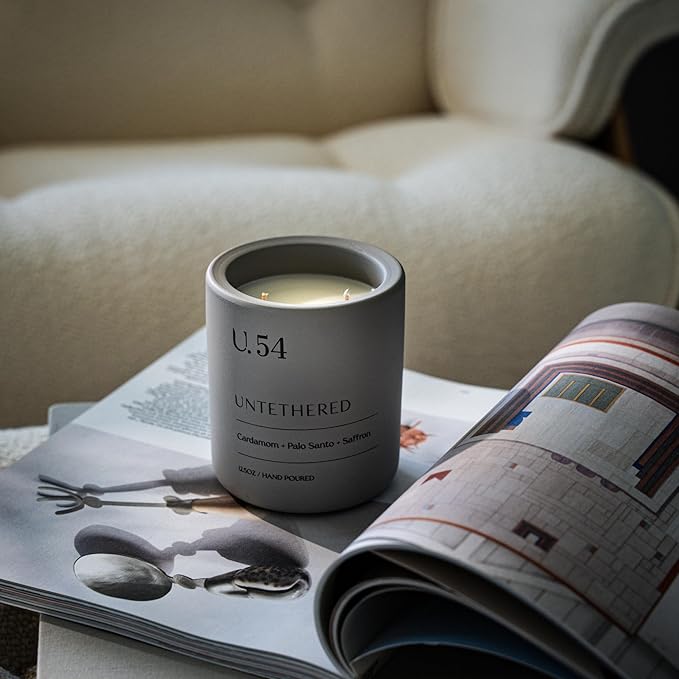 U.54 Luxury Scented Candle – Cardamom, Palo Santo & Amber | Hand-Poured in USA w/ 100% Natural Coconut & Apricot Wax | Double Wick, Long-Lasting Aromatherapy Candle for Home, Gift & Relaxing (12.5 oz)