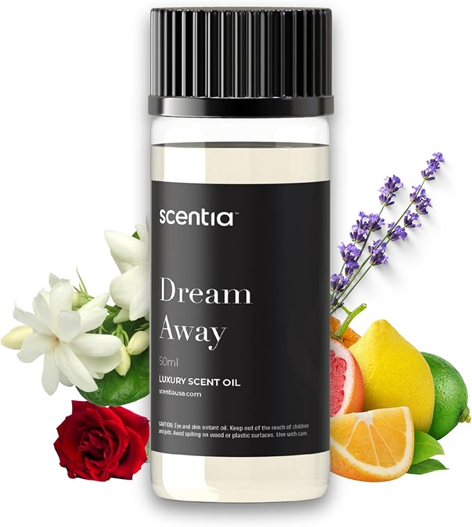 Scentia Fragrance Oil Blend, Inspired by Iconic Perfume,Home Luxury Scents, Essential Oil Blend for Aromatherapy Diﬀusers, Humidifiers & Candle Making -Dream Away- 50ml, 1.69 Fl Oz, Thanksgiving Gift