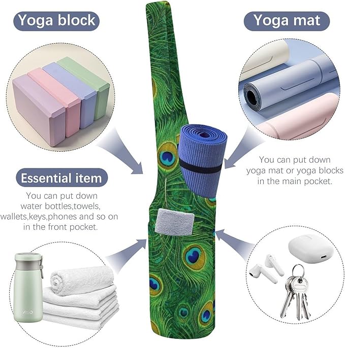 Aiyoolee Yoga Mat Carrier Portable Single Shoulder Strap Bag with Pocket for Gym Yoga Workout Travel