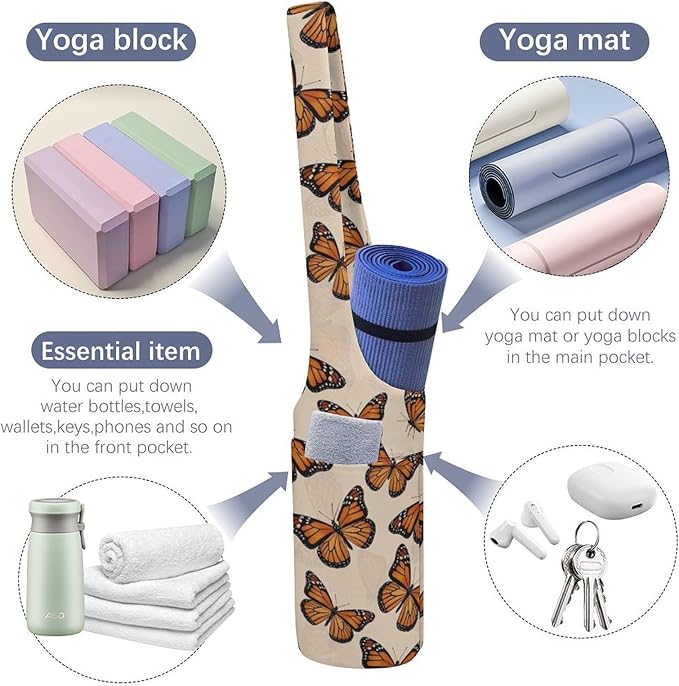 Aiyoolee Spacious Yoga Mat Storage Bag Single Shoulder Portable Carrier with Pocket for Gym Yoga Fitness
