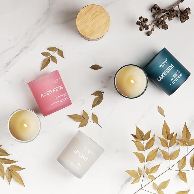 Candles for Home Scented, Natural Soy Wax, Scented Candle Stress Relief and Relaxation, Amber Moss, Medium Jar, Ideal for Home and Bedroom Decor