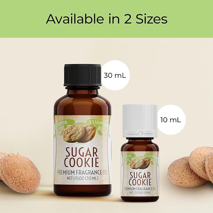 Good Essential - Professional Sugar Cookies Fragrance Oil 30ml for Halloween, Diffuser, Candles, Soaps, Lotions, Perfume 1 fl oz - Sugar Cookie Fragrance Oil for Candle Making