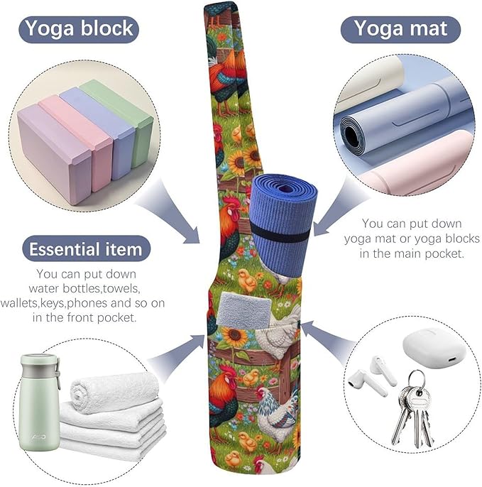 Aiyoolee Yoga Mat Bag with Large Pocket, Strap Bag Carriers for Women