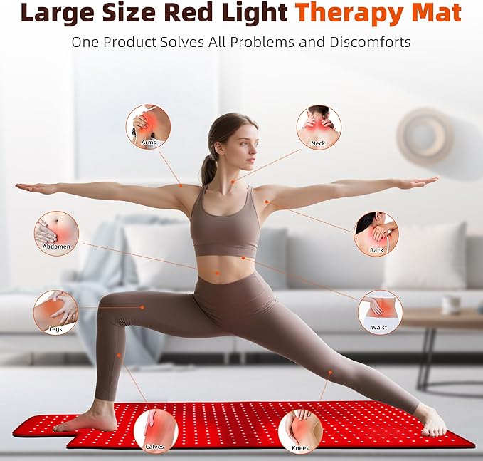 Red Light Therapy Mat for Body 42"x16", 480 LEDs Infrared Light Therapy Pad with Dual Wavelengths 660nm & 850nm for Back Shoulder Belly Leg, Pulse Modes, Adjustable Timer & Intensity
