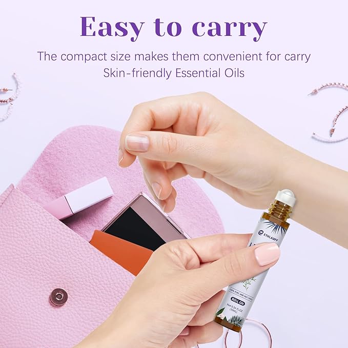 Lavender Essential Oil Roll On, Lavender Touch Essential Oil - 10 mL Roll On for Sleep and Relaxation