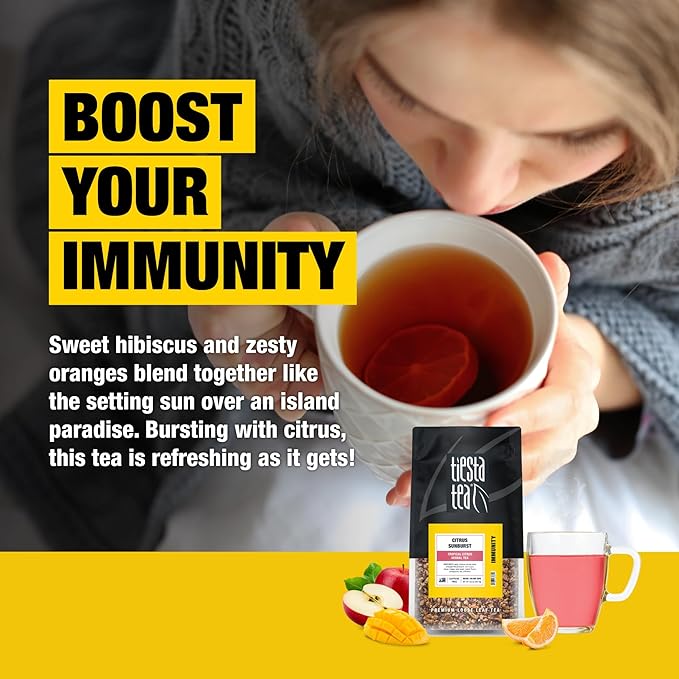 Tiesta Tea - Citrus Sunburst, Loose Leaf, Tropical Citrus Herbal Tea, Premium Blend, Non-Caffeinated Fruit Blend, Make Hot or Iced & Brews Up to 200 Cups, 16 Ounce Resealable Bulk Pouch