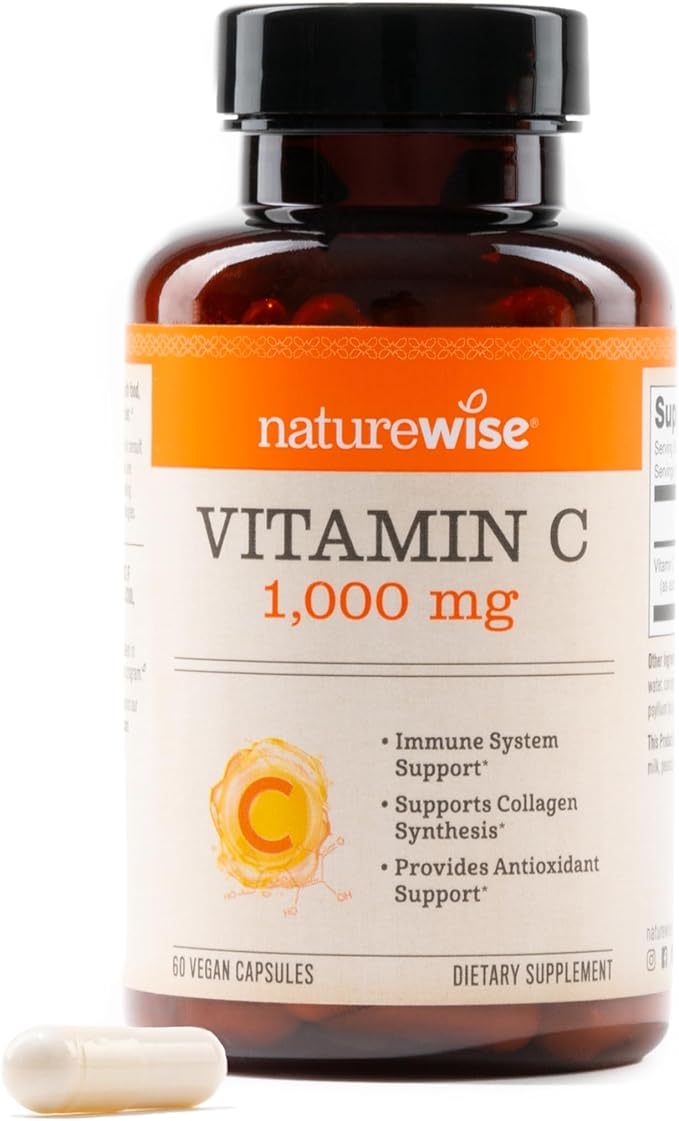 NatureWise Vitamin C 1000mg Capsules - Extra Strength Vegan Vitamin C for Daily Antioxidant & Immune Support - Non-GMO, USA Manufactured - 60 Capsules[60-Day Supply]