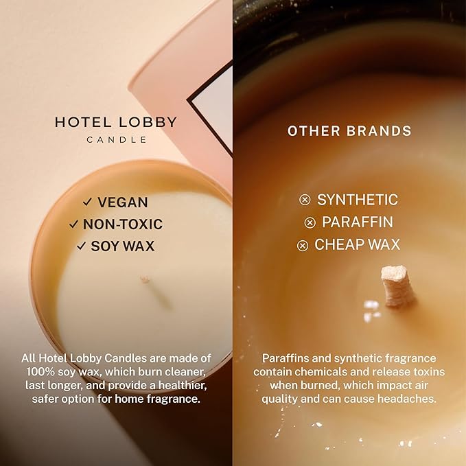 Hotel Lobby Paris Nuit Candle – Luxury Hand-Poured 9.75oz 100% Soy Wax with Black Musk, Wood, Rum, Mahogany, and Tobacco – Paraffin-Free, Infused with Essential Oils, 65-Hour Clean Non-Toxic Burn