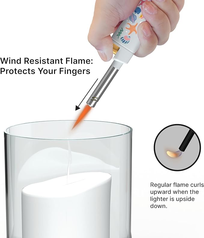 MK Candle Lighter, Butane Refillable Wind-Resistant Flame, 5-Pack for BBQ, Camping, Outdoor Use (Season-5pc)