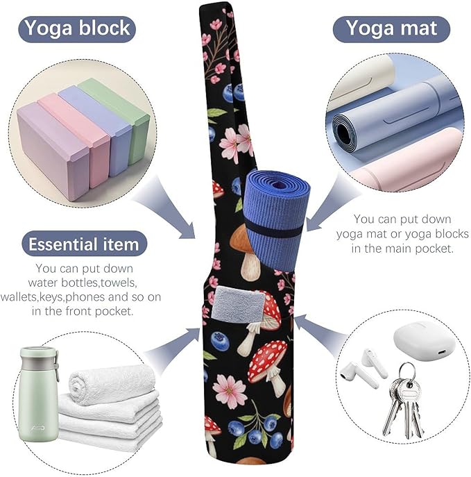 Aiyoolee Women's Portable Yoga Mat Bag Single Shoulder Carrier with Pocket for Gym Yoga Workout Travel