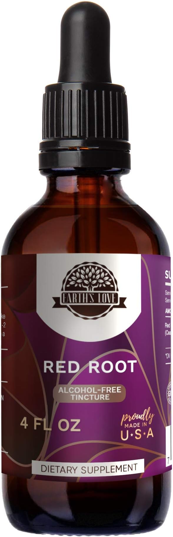 HerbEra Earth's Love - Red Root Alcohol-Free Herbal Extract Tincture, Super-Concentrated Wildcrafted Red Root (Ceanothus Americanus) Dried Root (4 Fl Oz)