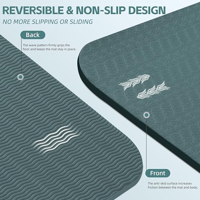 PAIDU Large Yoga Mat, 72" x 36" x 2/5"（10MM） Thick Non-Slip Exercise Mat, SGS-Certified POE Material, Ideal for Home Gym, Yoga, Pilates, Fitness Workouts & Floor Mat