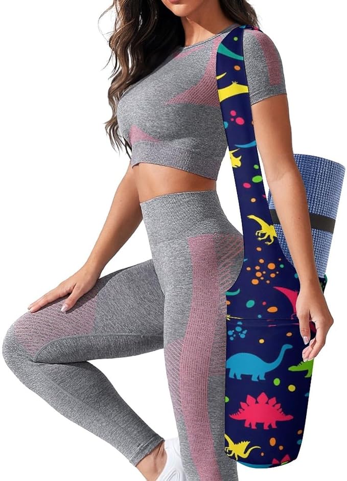 Meaudiwes Yoga Mat Bag for Women, Stylish Yoga Mat Tote Sling Carrier Bag, Long Strap Exercise Mats Totes Sport Storage Bag