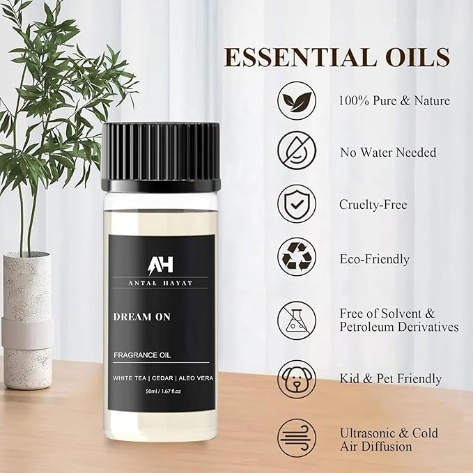 Dream On Essential Oil Scent 50mL - Inspired by Westin Hotel - Home Luxury Scent - Antal Hayat Diffuser Oil - White Tea, Cedarwood, Amber, Musk - Diffuser Oil Blends for Aromatherapy