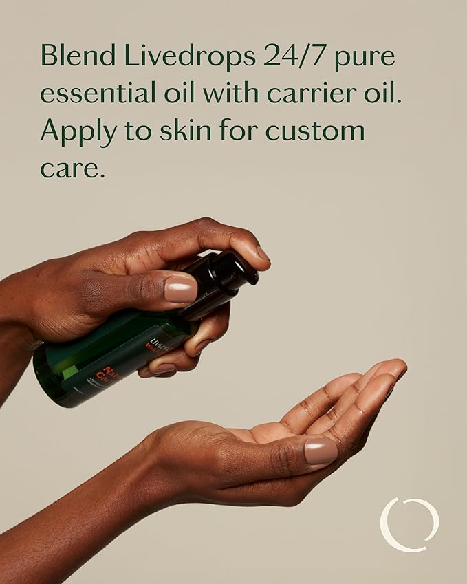 Livedrops 24/7 Unscented Carrier Oil for Essential Oils – Skin Safe, Vegan, Odorless, Fast Absorbing – Mix for Dilution, Massage, Hair & Face Care – Crafted in France – Clinically Tested