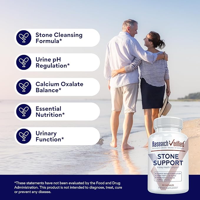 Research Verified Stone Support - Optimal Kidney Stone Defense - Chanca Piedra, Crataeva Nurvala, BioPerine - Vegan - 360 Capsules