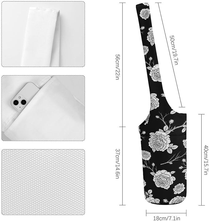 Meaudiwes Yoga Mat Bag for Women, Stylish Yoga Mat Tote Sling Carrier Bag, Long Strap Exercise Mats Totes Sport Storage Bag