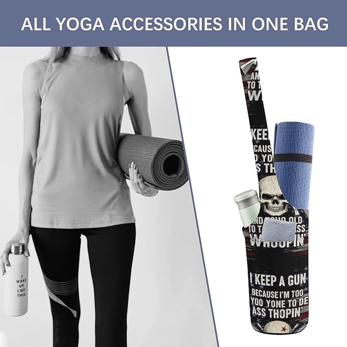 Aiyoolee Portable Yoga Mat Carrier Single Shoulder Bag with Pocket Spacious for Yoga Gym Fitness Travel