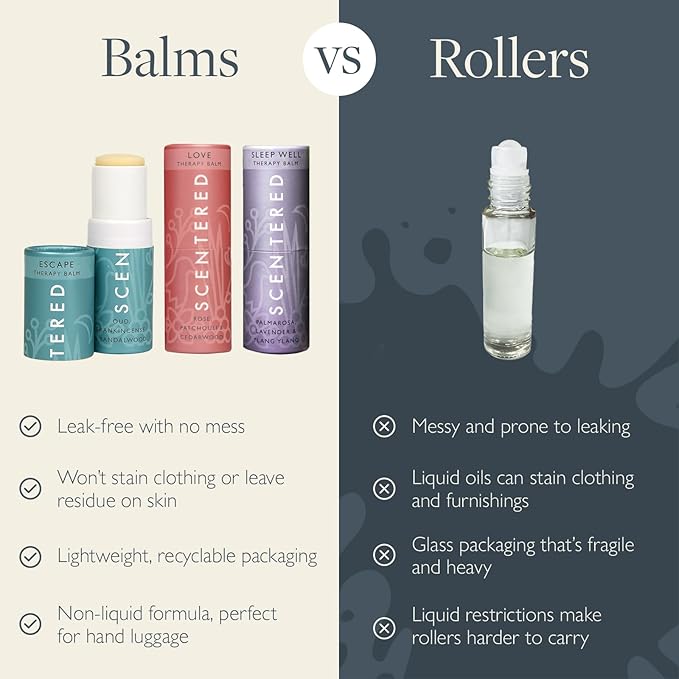 Scentered Aromatherapy Balm Gift Set - Be Kind to Yourself - Pack of 3 Balms: Sleep Well, Escape, Love - Lavender, Cedarwood, Ylang Ylang Essential Oils - Relaxing Gifts for Women