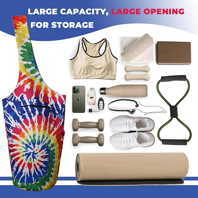 saniwu Yoga Mat Bag Carrier for Women Workout Large Waterproof with Zipper Pocket, Keychain and Wide Shoulder Straps