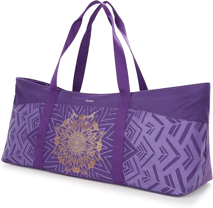 Gonex Yoga Mat Bag, Extra Large Canvas Gym Bag with Waterproof Pocket Metal Zipper, Fits Mat & Blocks, Stylish Yoga Mat Carrier for Women, Ideal for Yoga, Pilates, Workout, Travel