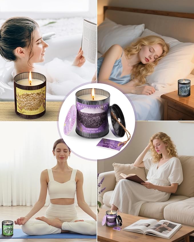 Scented Candles for Home, 8oz Soy Candle, 50H Burn, Sea Salt & Sage Aromatherapy, White Candle in Gift Box, Perfect for Birthday, Mother's Day, Christmas