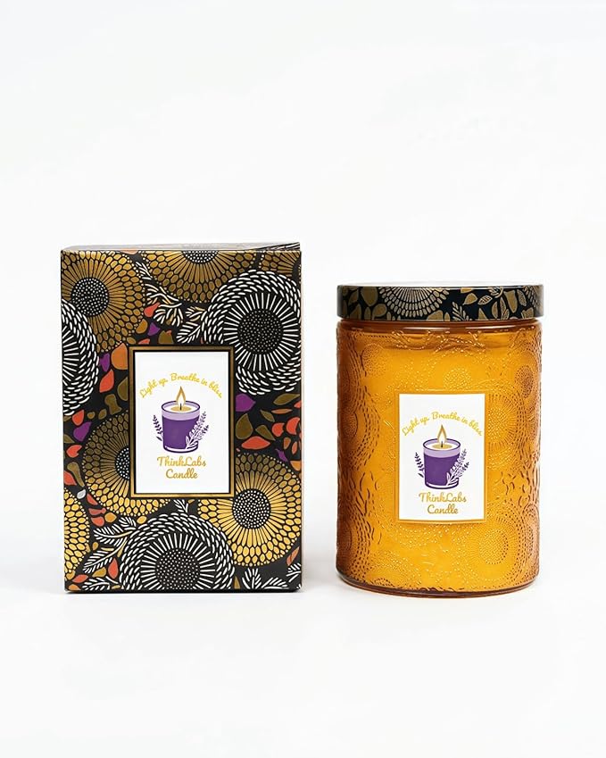 Organic Daisy Cedar Scented Candle - Non Toxic Soy Wax, Large, Aromatherapy Stress Relief, Meditation, Luxurt Room Decor, Christmas Holiday Gifts for Women Men, Long Lasting with 70H Burn Time (14oz)