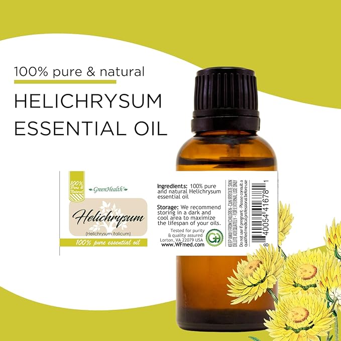 Helichrysum Essential Oil – 2 fl oz – 100% Pure, Natural, Undiluted – Aromatherapy Oil - GreenHealth
