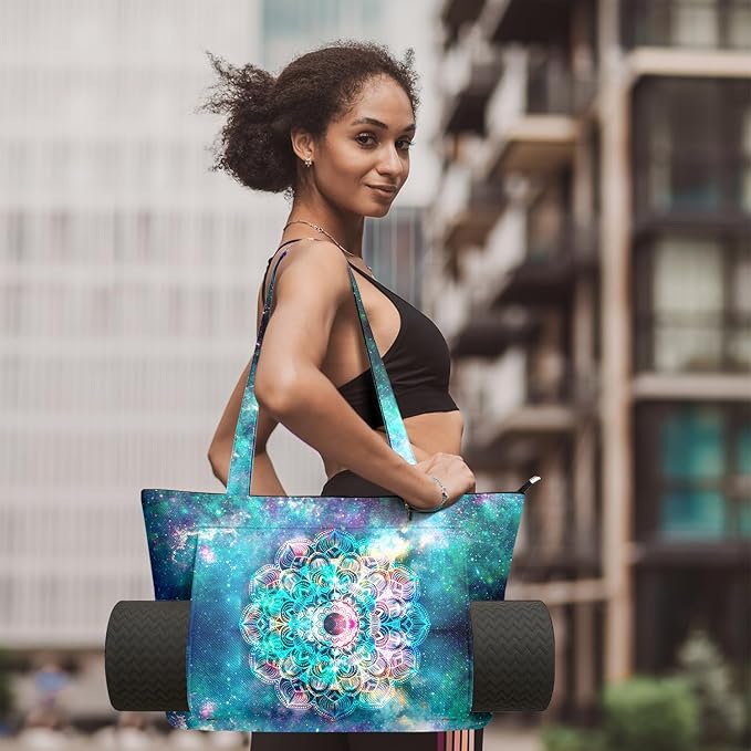 Adalore Women's Yoga Bag with Yoga Mat Carrier - Large Mat Pocket Fitness Tote for Pilates, Gym, Travel, Office & Beach