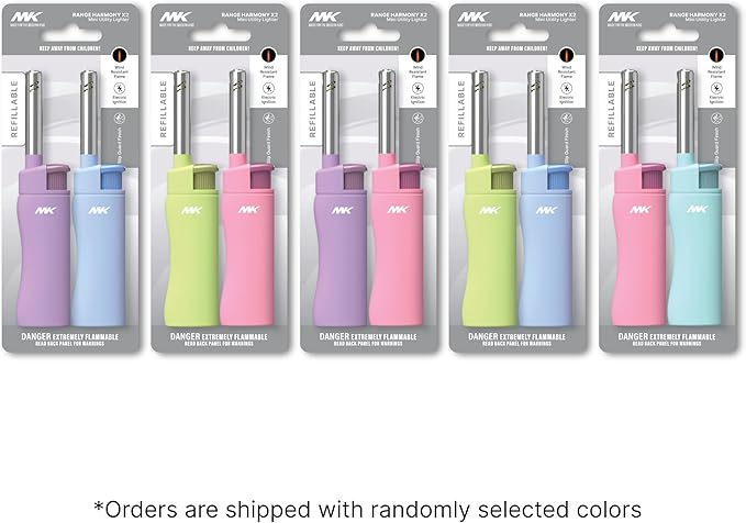 MK Candle Lighter, Butane Refillable Wind-Resistant Flame, 4-Pack for BBQ, Camping, Outdoor Use(Harmony-4PC)