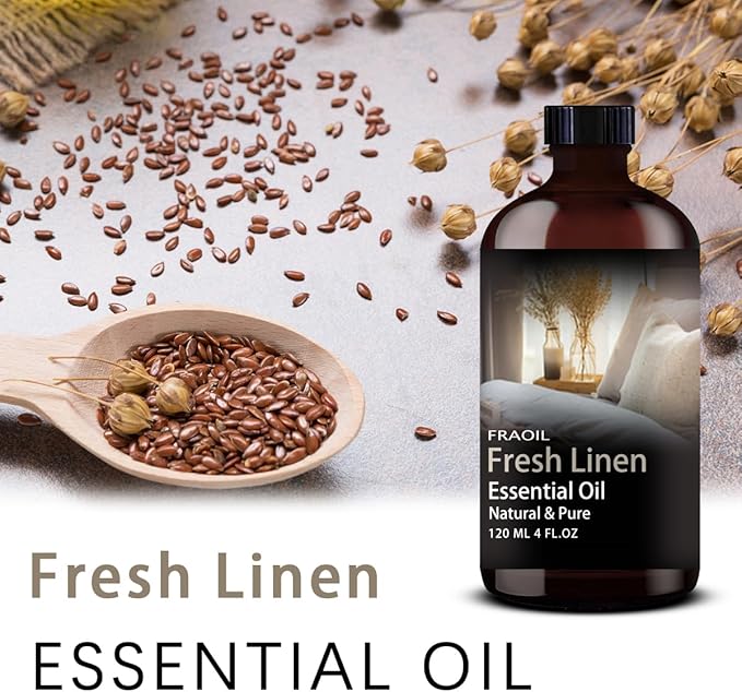 Fresh Linen Essential Oil, Fresh Linen Oil 4 Fl Oz 120ML for Diffuser Humidifier Yoga Cleaning DIY Candle Soap Making Perfume Gift for Women Fragrance Oils