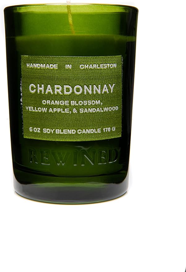 Rewined Chardonnay (6oz): Orange blossom, yellow apple, & Sandal wood, 6oz soy blend candle 170g