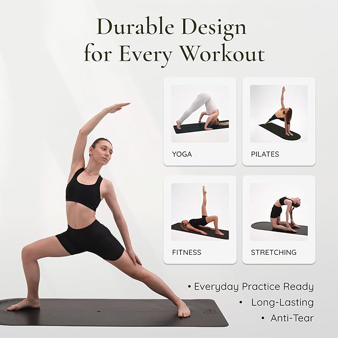 Flaè Athletics Arch-shaped Yoga Mat, Eco PU Rubber, Non-Slip Exercise Mat for Yoga, Pilates, Home Workout & Stretching with Carry/Stretch Strap & Motivational Design