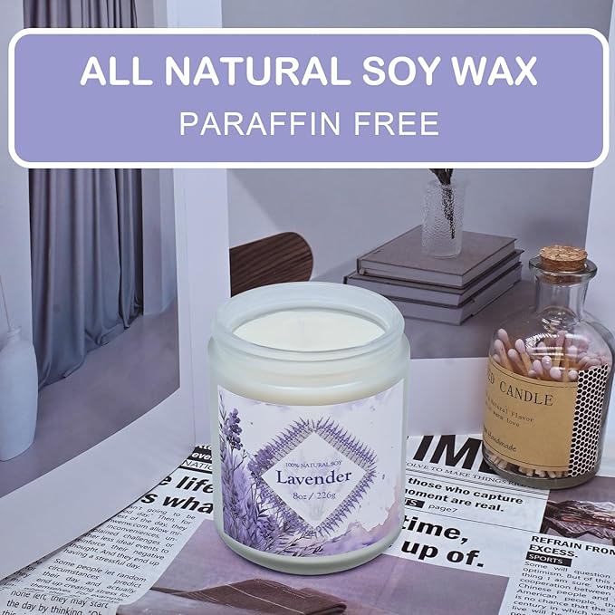 Scented Candles Gifts for Women, Home Decor Soy Candles for Birthday, Thanksgiving, Christmas, Anniversary Aromatherapy Gifts or Just for Enjoying Life and Personal Relaxation Healing (7oz, Lavender)