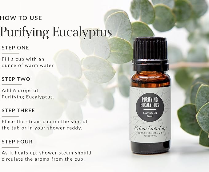 Edens Garden Purifying Eucalyptus Essential Oil Blend- 100% Pure Premium Grade, Undiluted, Natural, Therapeutic, Aromatherapy, The Best for Diffusing, Skin, Hair, Humidifiers 10 ml (.33 fl oz)