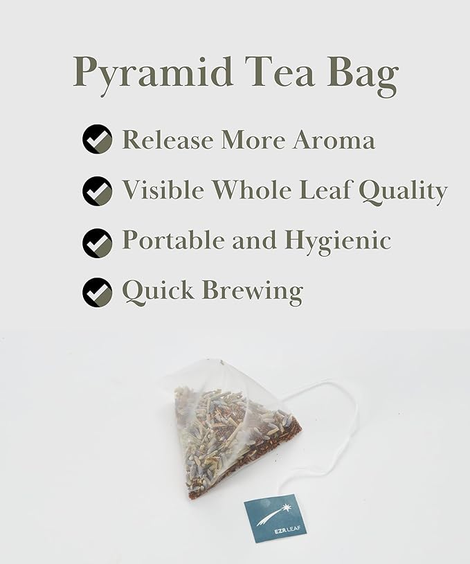 EZR Leaf Lemon Verbena Herbal Tea Caffeine-Free Decaf Relaxing Blend 20 Pyramid Tea Bags 1.4 Once with Rooibos, Lavender, Lemongrass