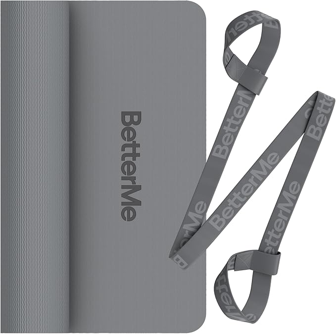BetterMe Yoga Mat - Non-Slip Exercise Mat for Women - Cushioned Pilates Mat for Home Workouts, Stretching & Hot Yoga - Portable Fitness Mat with Strap