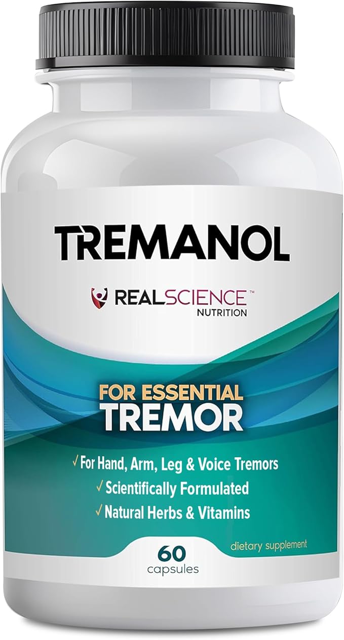 Tremanol Natural Aid Essential Tremor Relief Herbal Supplement for Neurological Support - Includes Vitamin B2 & B12, Passionflower & Skullcap for Hand Tremor Aids - Made in USA, 60 Caps