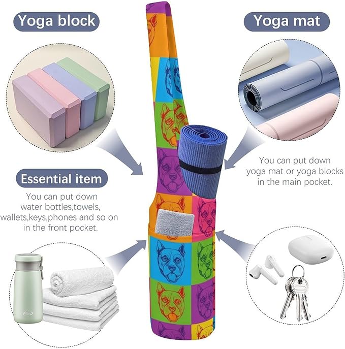 Aiyoolee Yoga Mat Bag for Women with Large Pocket, Yoga Gifts Accessories with Adjustable Shoulder Strap for Workout Stuff