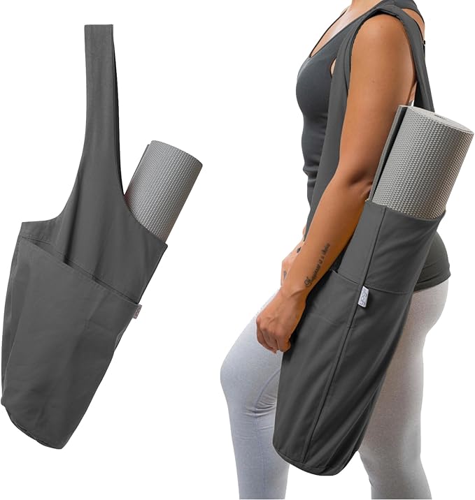 Yogiii Yoga Mat Bag | The ORIGINAL YogiiiTote Yoga Bag | Sling Mat Tote w/Large Side Pocket & Zipper Pocket | Yoga Mat Carrier Fits Most Size Mats