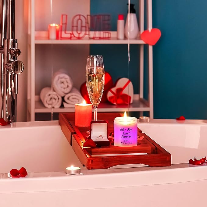 Valentine's Day Glowing Scented Candles with Sensor Light, Aromatherapy Candles Gifts for Women, Rose Vanilla Lavender Candle, Natural Soy Candle for Home Scented, Women Valentine Gift