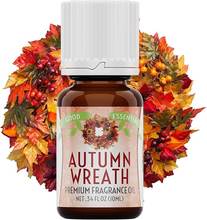 Good Essential Professional Autumn Wreath Fragrance Oil 10ml (0.33 fl oz) for Diffusers, Lotions, Perfumes, Candle Fragrance Oil, Aromatherapy, Soap Making