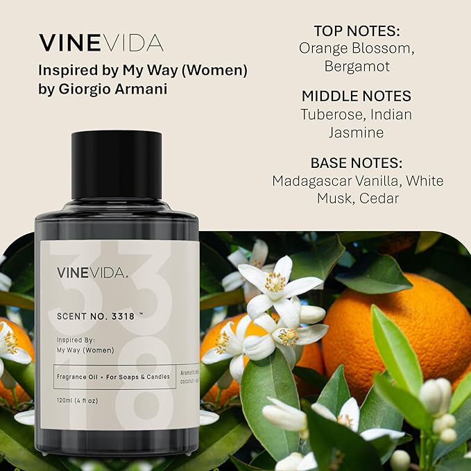 VINEVIDA [120mL] My Way (Women) Fragrance Oil for Candle Making - Natural Candle Oil Scents - Soap Making Essential Oil - Made in USA