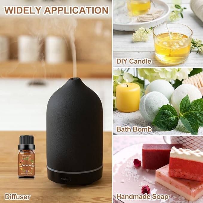Sedbuwza Coconut Essential Oil, Pure Organic Coconut Fragrance Oil for Diffuser, Humidifier, Soap, Candle, Perfume