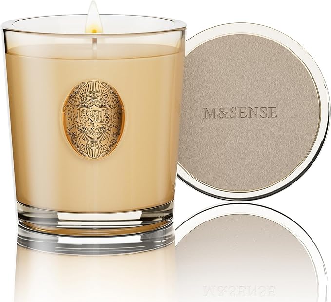 M&SENSE Natural Soy Candle | Banana Leaf & Gold | 9.2 oz, 50H Burn Time | Luxury Scented Candle for Relaxation, Gifting, Home Décor | Ideal for Bedroom, Office, Party Ambiance