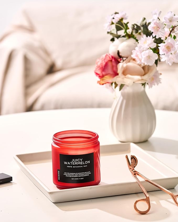 M&SENSE Juicy Watermelon Scented Candle - 11.6oz Clean Non Toxic Natural Soy Wax 70-Hour Burn Long Lasting Candle, 2-Wick Fruit Scent for Home Decor & Housewarming Gifts - Fragrance for Women & Men