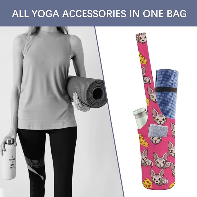 Aiyoolee Yoga Mat Bag for Women with Large Pocket, Yoga Gifts Accessories with Adjustable Shoulder Strap for Workout Stuff