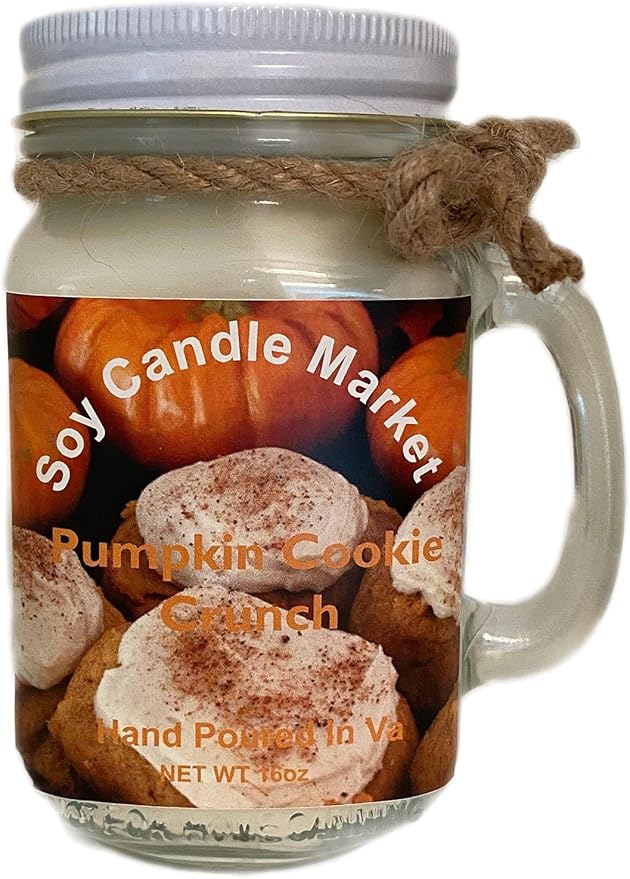 Soy Scented Candles | Handmade & Highly Aromatic Candles Burns Upto 85 Hours in Glass Jar - Perfect for Home Decor, Wedding, Birthday, Dinner (Pumpkin Cookie Crunch, 12 oz)